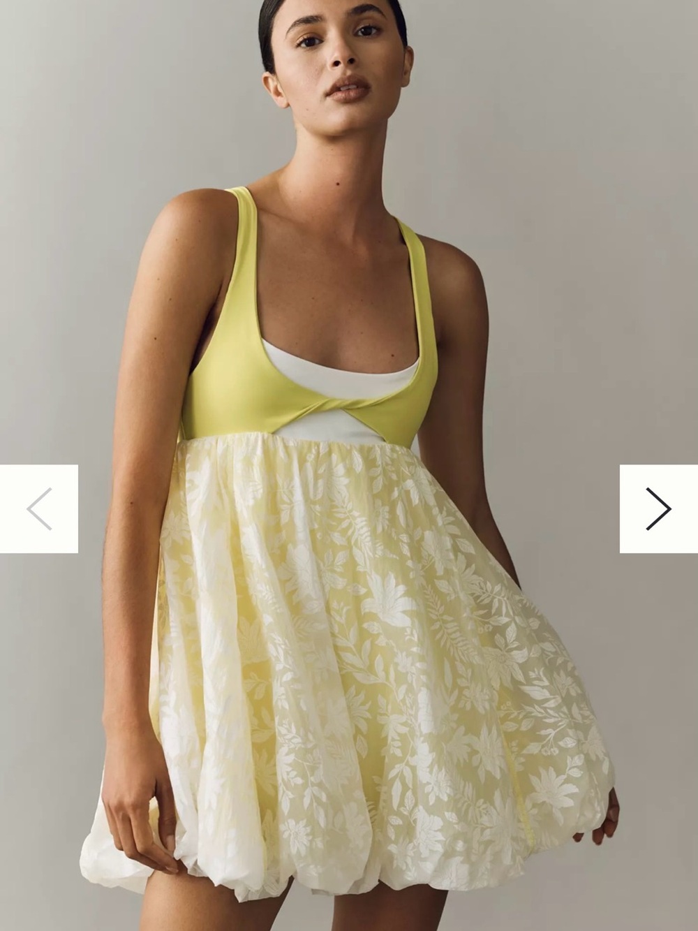 Anthropologie Yellow and White Floral Mini Dress